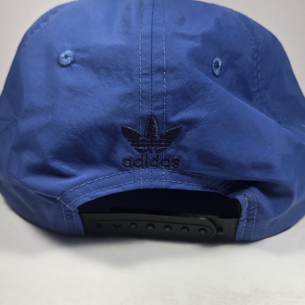 NWOT Adidas Royal Blue Trefoil Decon Hat Cap Strap Back One Size Flat Brim - Picture 3 of 5